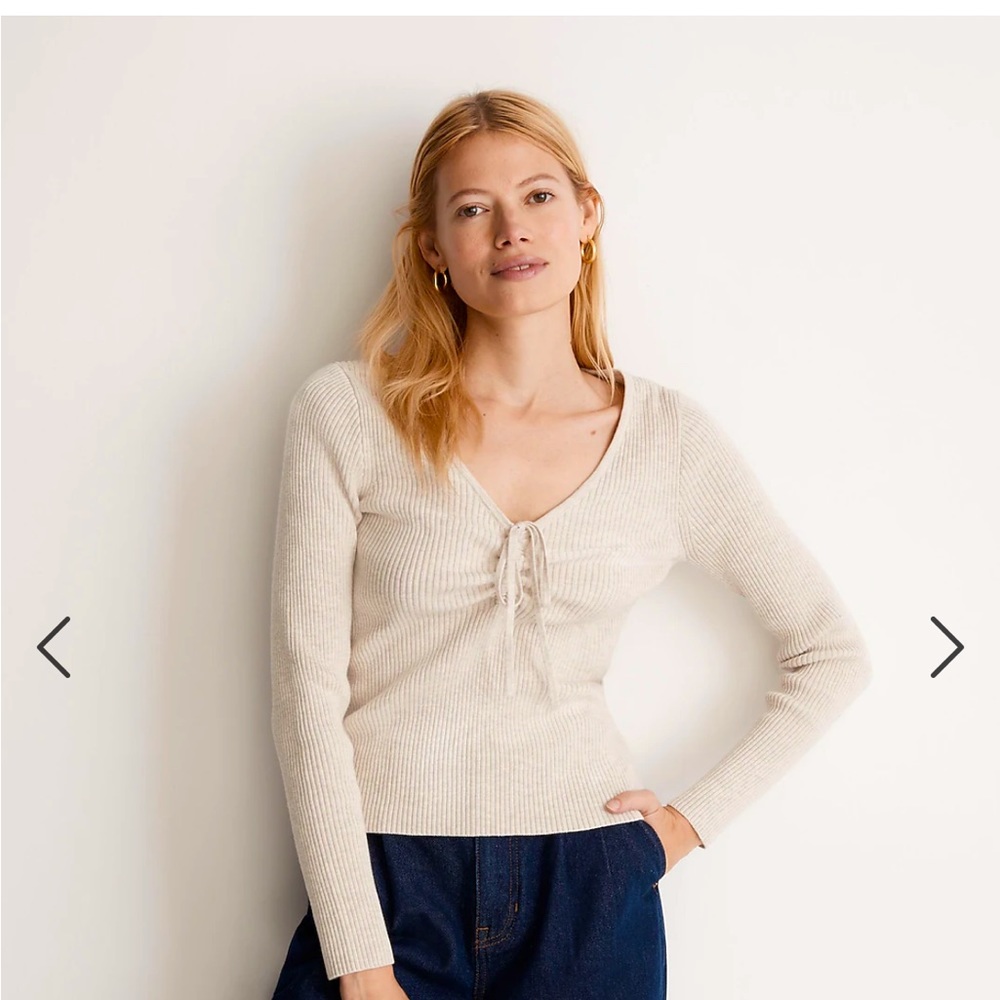 Madewell Riverbend Cinched Pullover Cream Oatmeal Sweater Size L